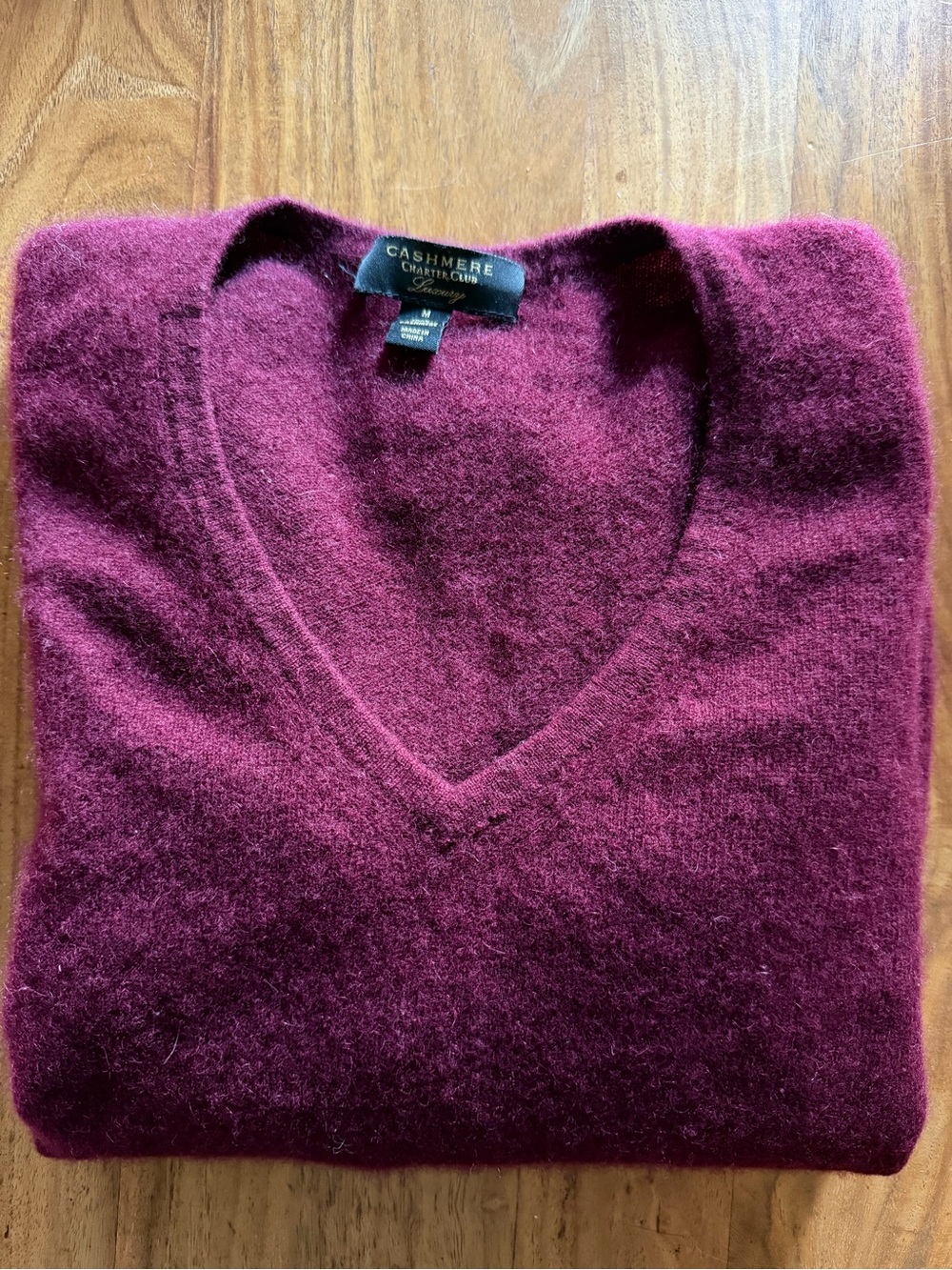 Charter Club Luxury Cashmere V-Neck Sweater - Wine